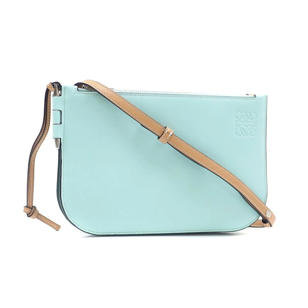 Loewe Shoulder Pouch for Women, Light Blue, Green, Brown, Calf Leather, 113.5...